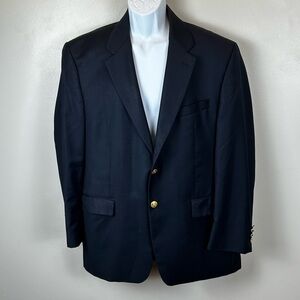 Lauren Ralph Lauren Blazer Sport Coat Men 43R Navy Blue Gold Buttons‎ 100% Wool